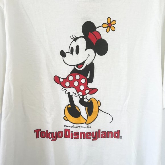 NWT Vtg 80’s Tokyo Disneyland Minnie Mouse Single Stitch White T-Shirt Sz M - Picture 4 of 14